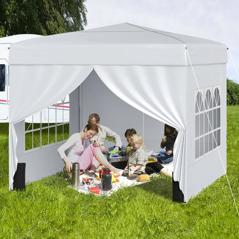 10 X 10 Ft Commercial Pop-Up Shelter – All-Weather Canopy With 4 Zippered Sidewalls (White) 1