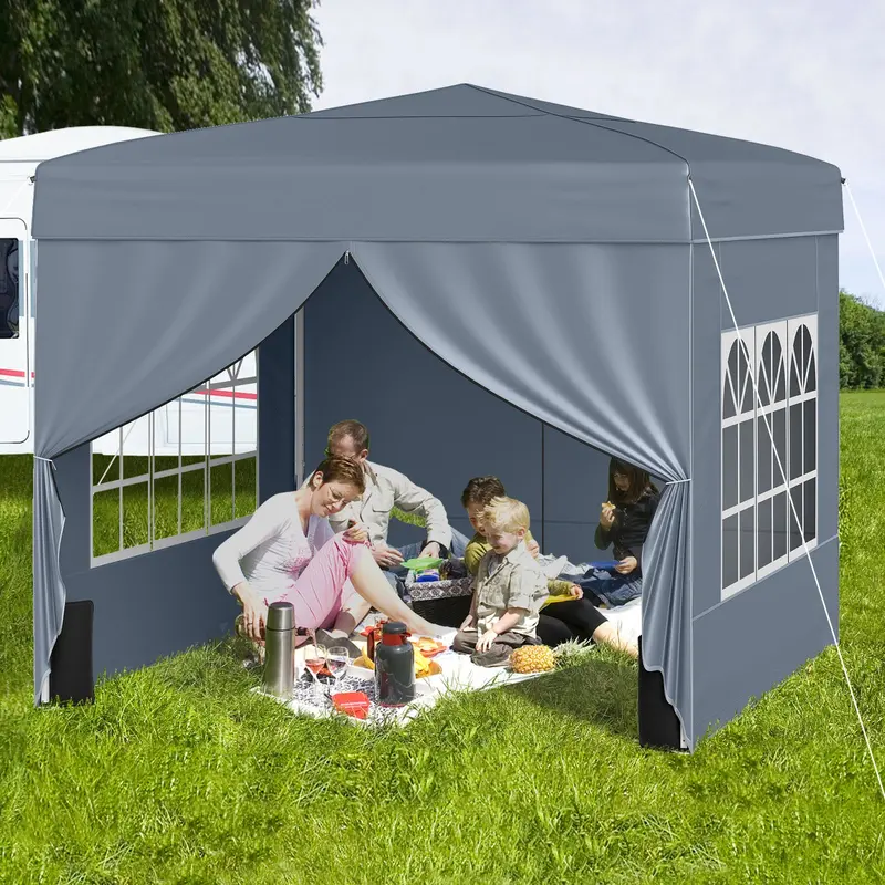 10 X 10 Ft Heavy-Duty Pop-Up Canopy Tent – Professional Sunshade With Enclosed Sidewalls (Grey) 1