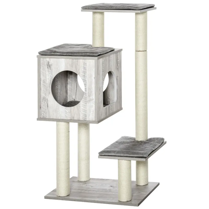 113 Cm Tall Cat Tree Tower With Scratching Posts & Playhouse For Large Cats 1