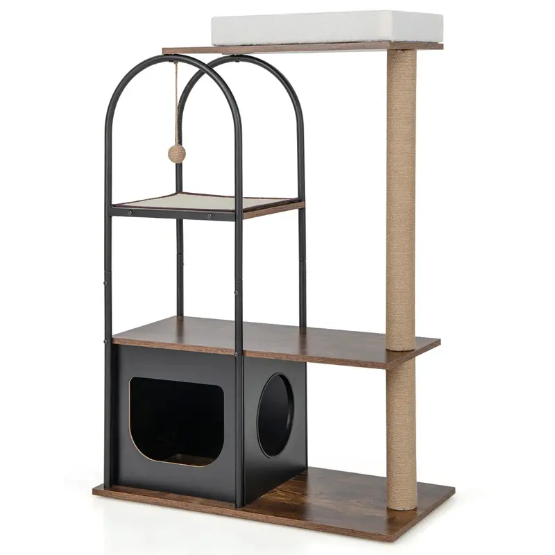 118 Cm Black Cat Tree Tower Built On A Durable Metal Support Structure 1