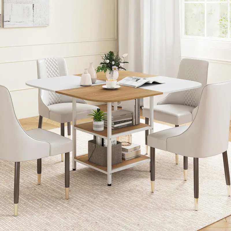 120 Cm Modern Dining Table With Multicolored Natural-Finish Top 1