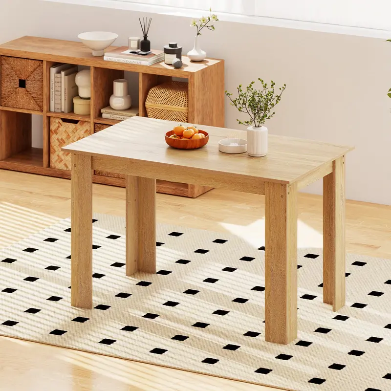 120 Cm Rectangular Dining Table – Solid Wood Top, Seats 4–6, Natural Finish 1