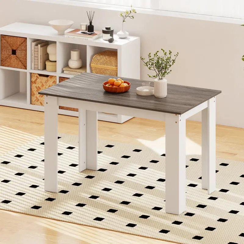 120 Cm Rectangular Dining Table – Solid Wood Top, Seats 4–6, White Finish 1