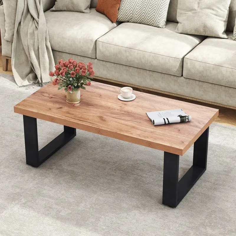 120 Cm Rustic Oak Coffee Table – Thick Solid-Look Top With Farmhouse Charm 1