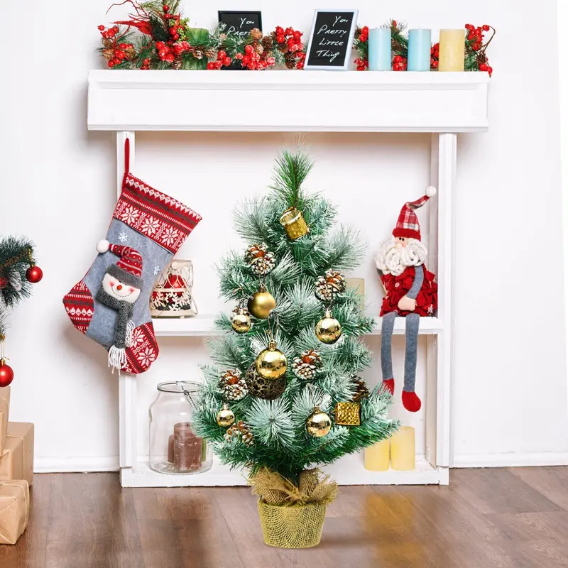 2-Foot Flocked Artificial Christmas Tree With Realistic Pine Cones And Branches 1