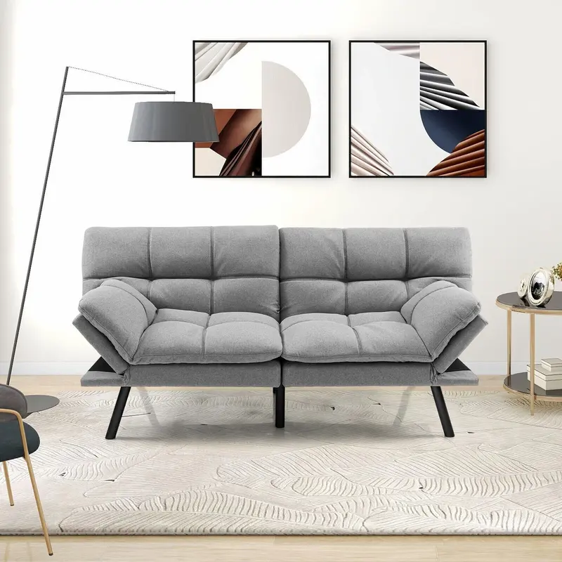 2-Seater Reclining Sofa Bed With Convertible Function – Grey Modern Lounge 1
