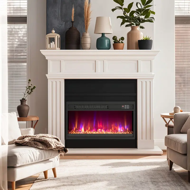 23-Inch Electric Fireplace Insert With Remote & Customizable Flame Effects – Black 1