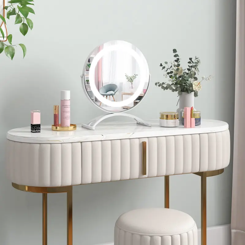 30 Cm Smart-Touch Led Vanity Mirror – White Round Makeup Mirror With Adjustable Light 1