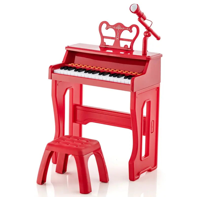 37-Key Electronic Piano Keyboard With Mic Input, Volume Control, And Red Housing 1