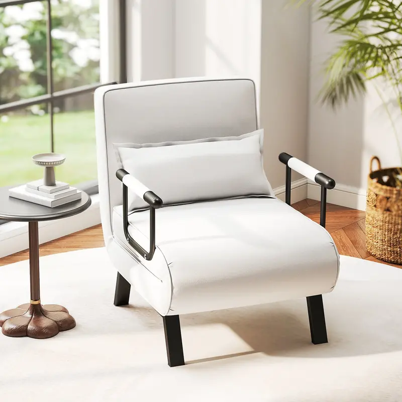 4-In-1 Convertible Sofa Bed With 6-Position Adjustable Backrest – Beige 1