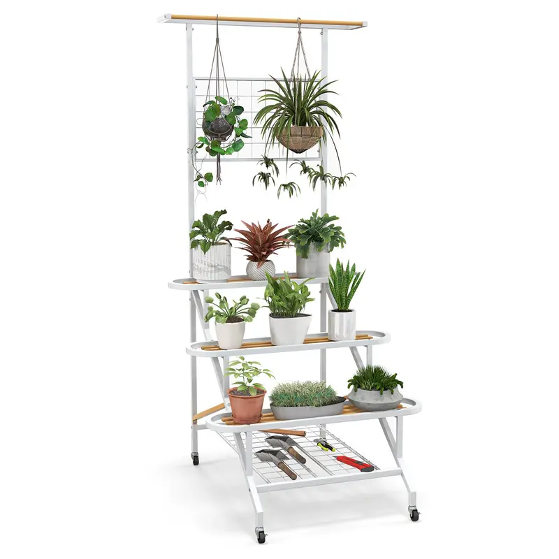 4-Tier Hanging Plant Stand – Includes Hanging Bar & Trellis Support 1