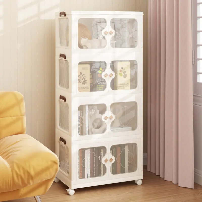 4-Tier Wheeled Stackable Storage Tower With Integrated Led Lighting – Bright White 1