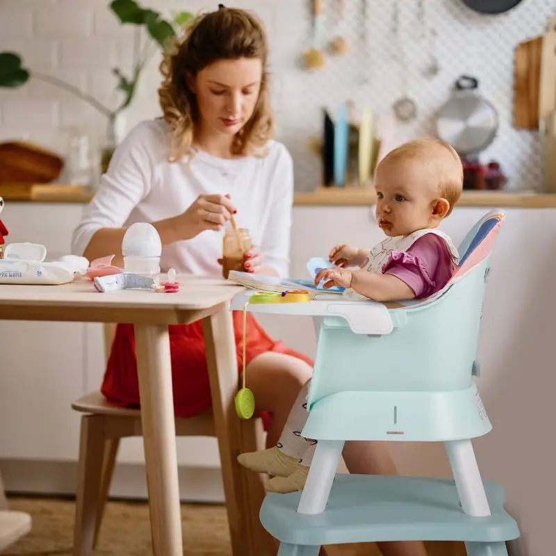 6-In-1 Adjustable Infant High Chair – Vibrant Colorful Version With Safety Harness & Removable Tray 1