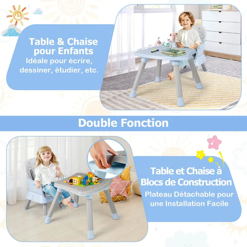 6-In-1 Convertible Baby High Chair – Blue, Includes 5-Point Harness, Removable Tray & Stool Mode 1