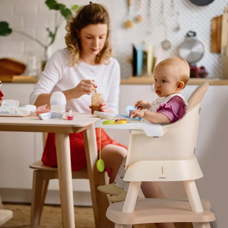 6-In-1 Convertible Baby High Chair With Five-Point Harness And Washable Tray – Light Brown 1