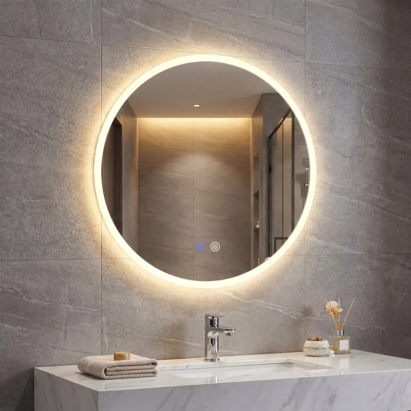 60 Cm Round Backlit Led Bathroom Mirror – Wall-Mounted Vanity With 3 Color Temperatures 1