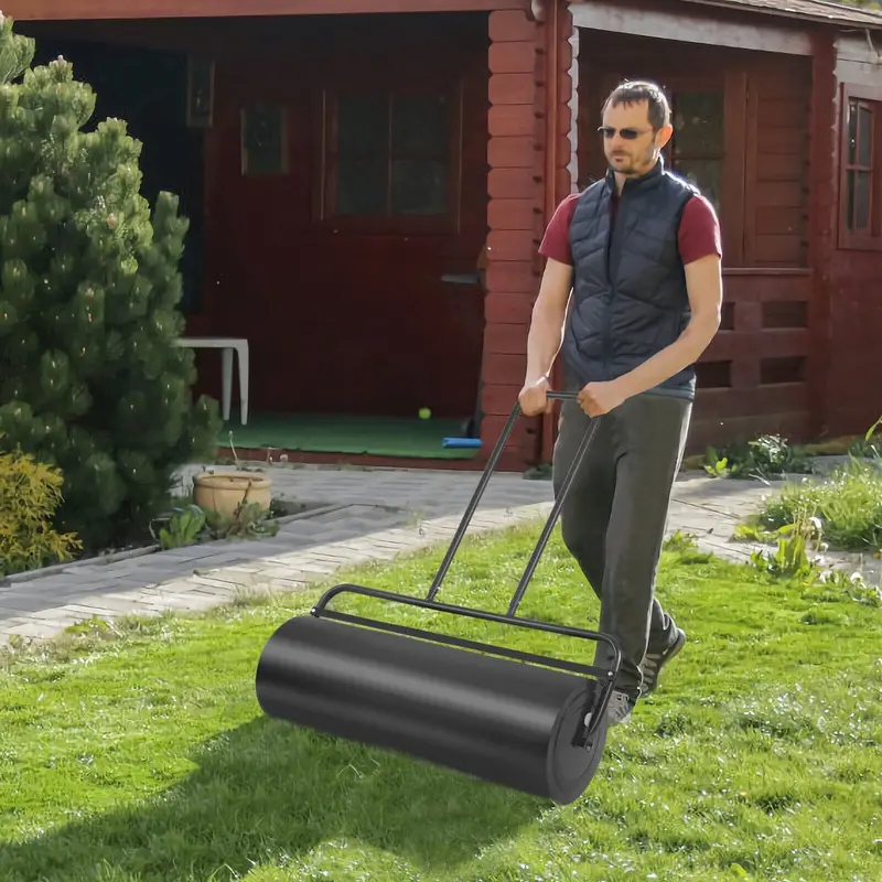 63-Liter Heavy-Duty Lawn Roller With Ergonomic U-Handle – Matte Black Finish 1