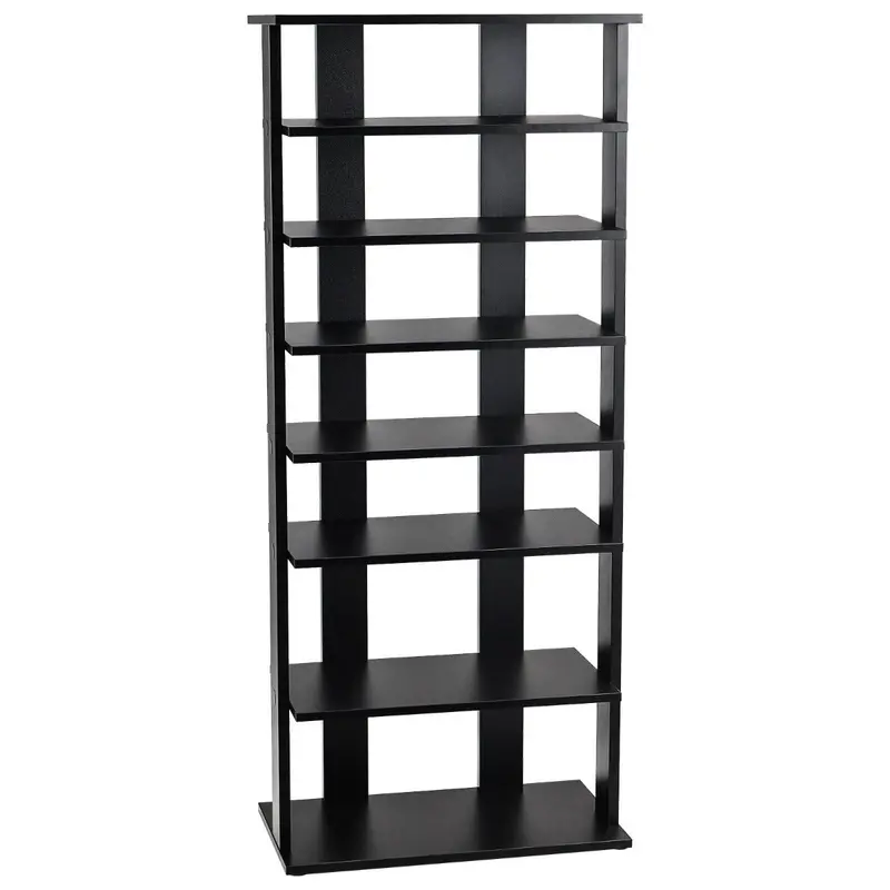 Adjustable 8-Tier Corner Shoe Rack – Freestanding Wooden Shelving Unit In Warm Brown Finish 1