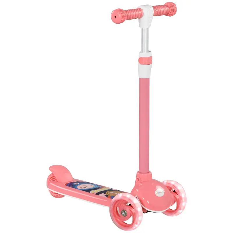 Aiyaplay 3-Wheel Kids Scooter – Adjustable Handlebar, Led Wheels, Tpe Grips, Pink 1
