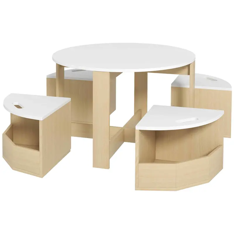 Aiyaplay 5-Piece Kids Table & Chair Set With Storage – White, Ages 3–8 1
