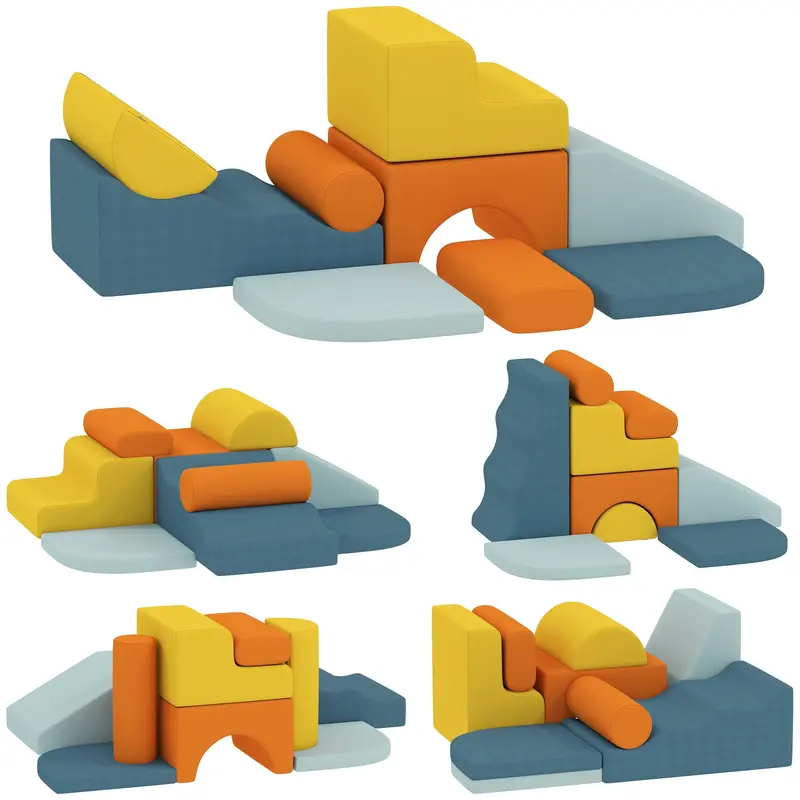 Aiyaplay 9-Piece Soft Play Foam Set – Removable-Cover Climbing Blocks For Toddlers 1