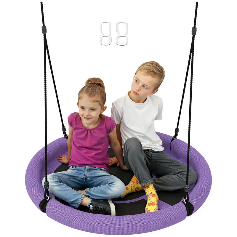 Aiyaplay Adjustable Kids’ Nest Swing – 100 Cm Diameter Hanging Seat With Height-Tunable Ropes, Purple 1