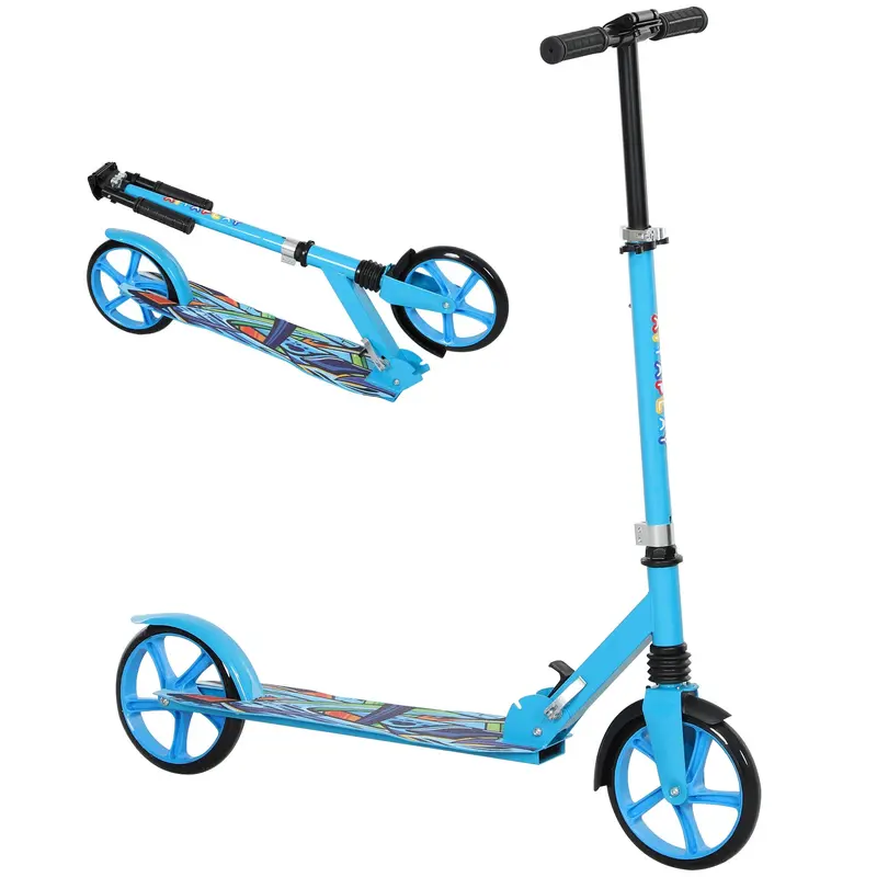 Aiyaplay Adjustable Kids Scooter – Foldable Design With Large Wheels And Safety Brake (Blue, Ages 6–12) 1