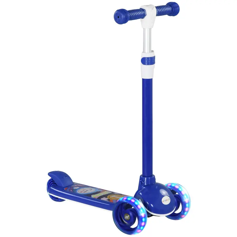 Aiyaplay Blue 3-Wheel Kids Scooter With Height Adjustment, Led Wheels & Ergonomic Tpe Handles 1