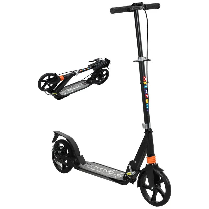 Aiyaplay Kids’ Scooter With 4-Height Adjustable Handlebar, Dual Brakes & Abec-7 Bearings – Black 1