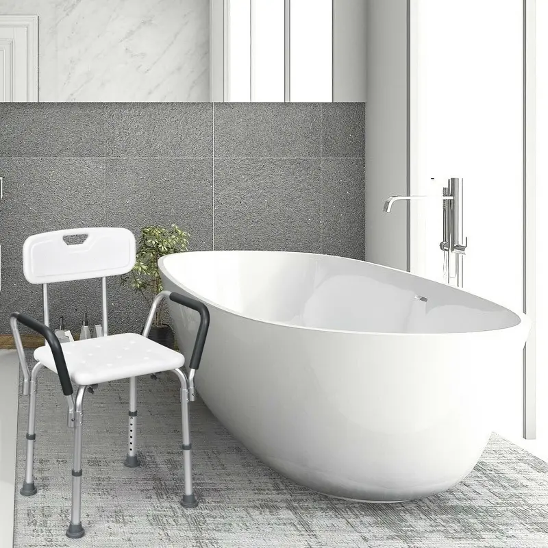 Bath & Shower Chair With Removable Backrest And Armrests – Fully Height Adjustable 1
