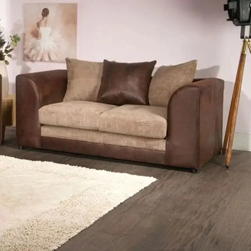 Benson Brown & Beige 2-Seater Sofa – Compact Living Room Sofa 1