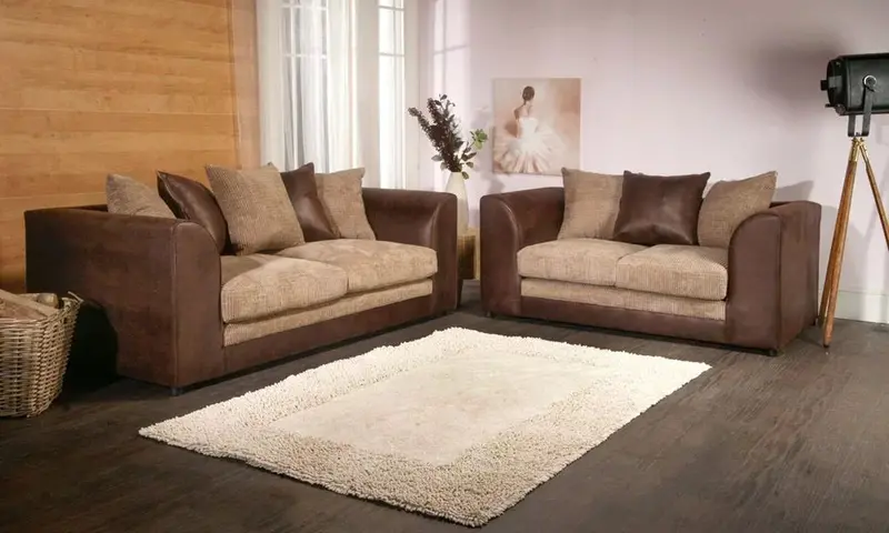 Benson Contemporary Sofa Set – Brown & Beige 3+2 Seater组合 1