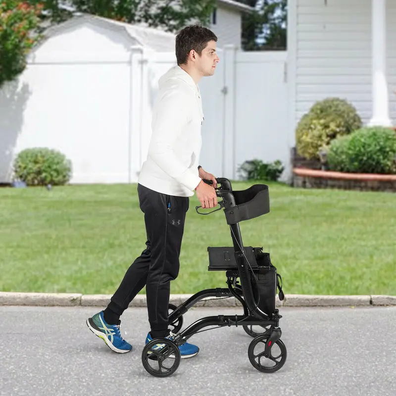 Black Folding Aluminium 4-Wheel Rollator Walker For Mobility Support 1