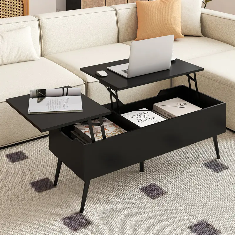 Black Lift-Top Center Table With Dual Hidden Storage Compartments 1