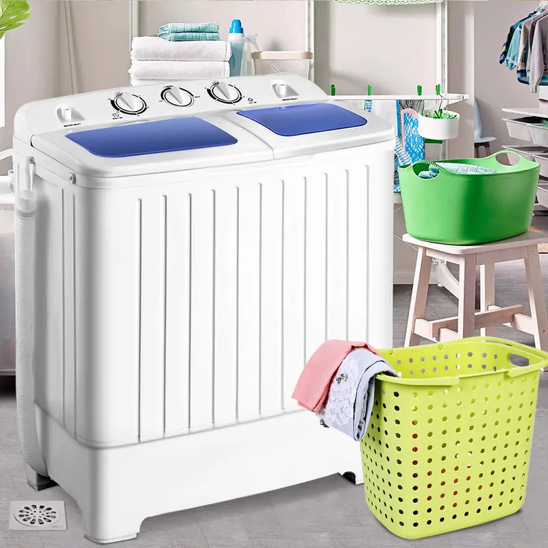 Compact 8 Kg Twin Tub Washing Machine With Timer Function & Integrated Drain Hose 1