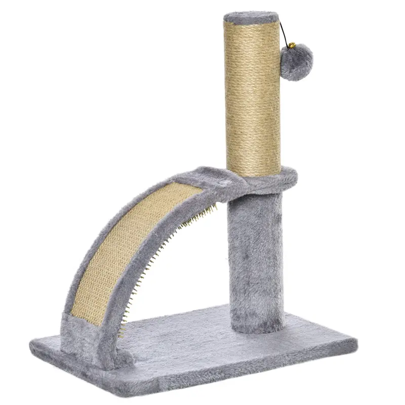 Compact Grey Cat Activity Tower – 34 X 24 X 43 Cm Indoor Kitten Climber With Jute Scratching Posts & Bell Toy 1