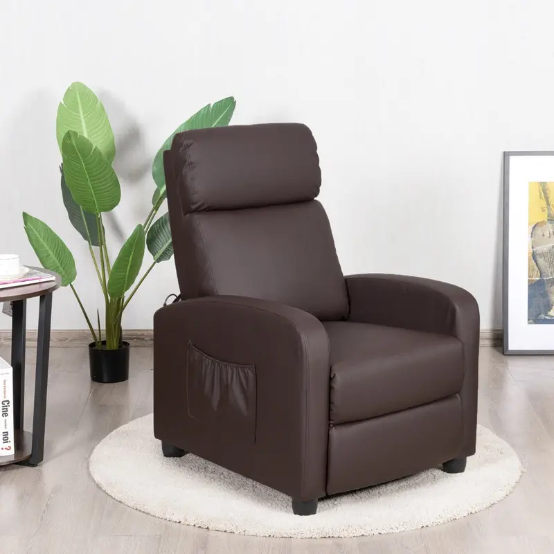 Contemporary Coffee-Colored Reclining Armchair With Extendable Footrest 1