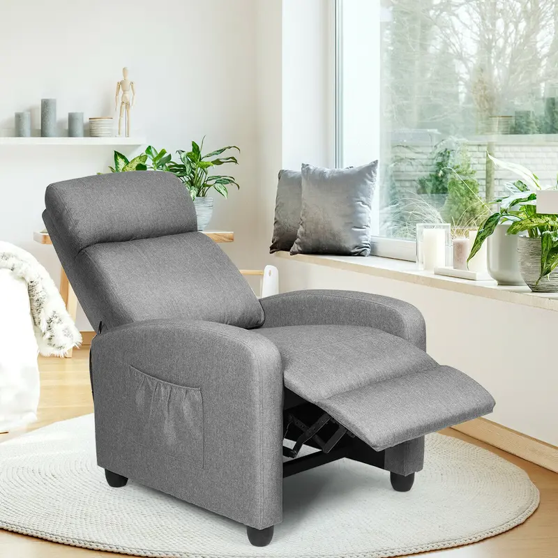 Contemporary Grey Recliner Armchair With Multi-Position Backrest 1