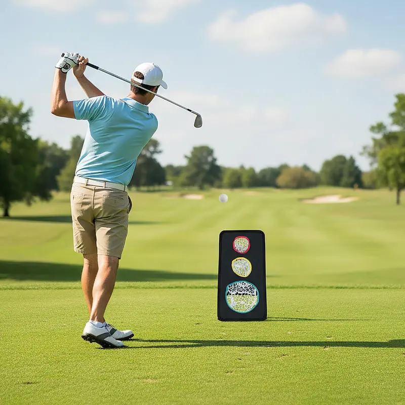 Dual-Facing Golf Chipping Net With Five Precision Target Zones And Sturdy Triangular Frame 1