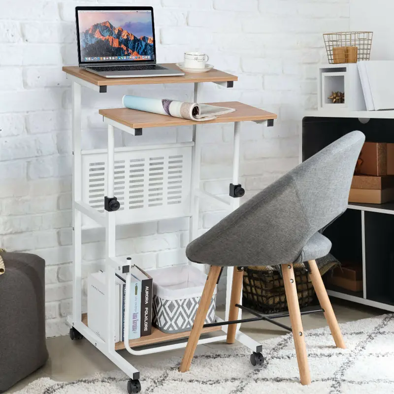 Dual-Mode Height-Adjustable Electric Standing Desk With Mobility Wheels 1