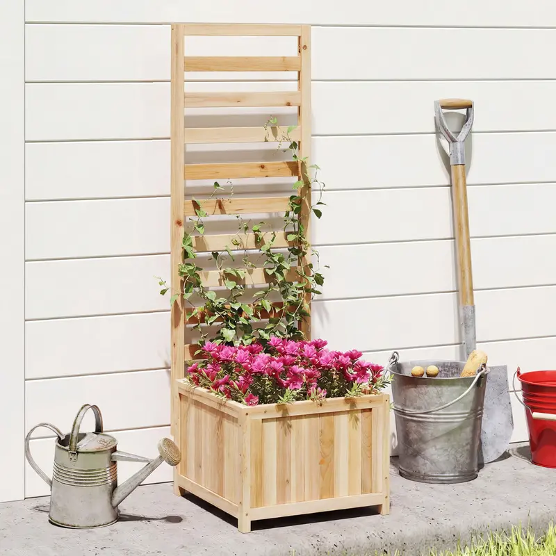 Elevated Planter Box – 123 Cm Tall With Drainage Holes & Air Gaps, Natural Wood Finish 1