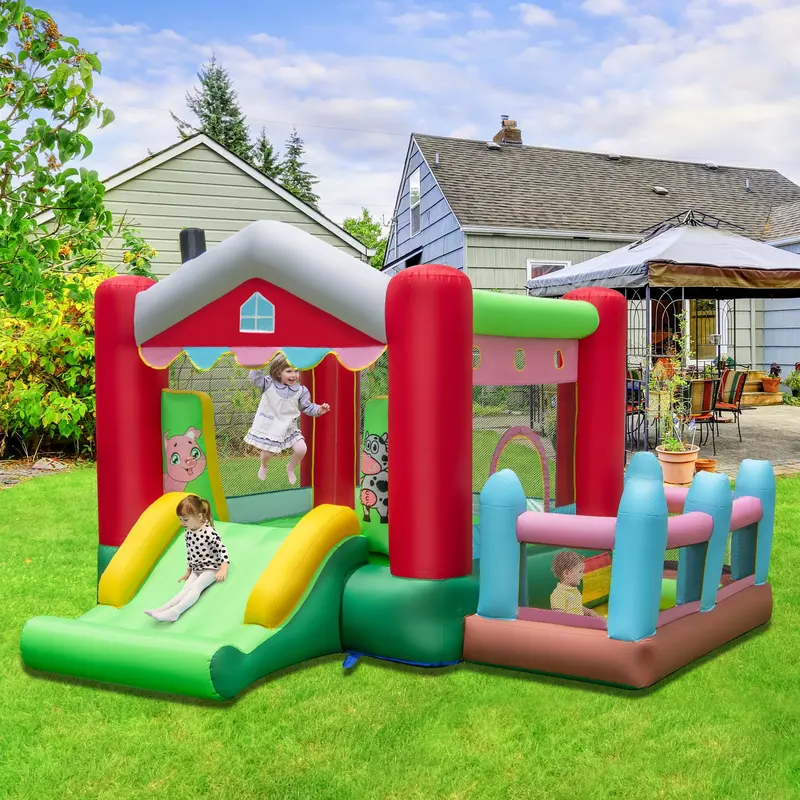 Farm-Themed Inflatable Bounce House – 4-In-1 Play Center With 480W Blower Included 1