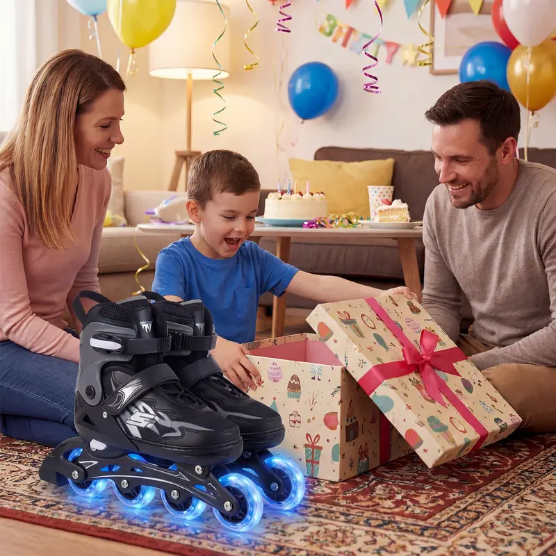 Grey Light-Up Inline Skates For Older Kids, Ages 9–14, With 4-Size Fit System 1