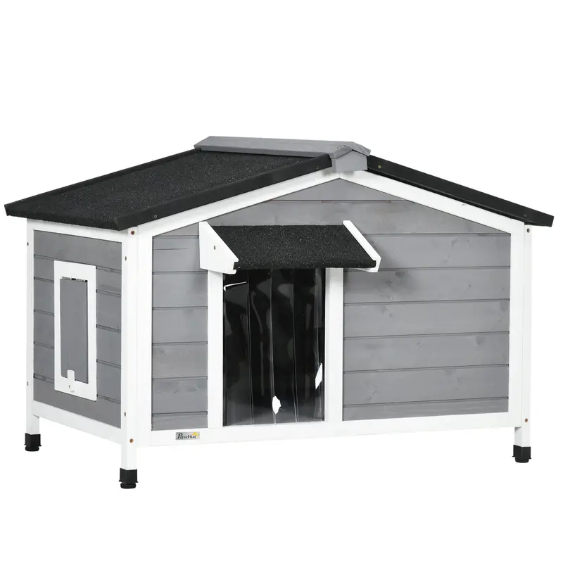 Grey Outdoor Wooden Dog Kennel For Medium-Sized Dogs – Weather-Resistant Design 1