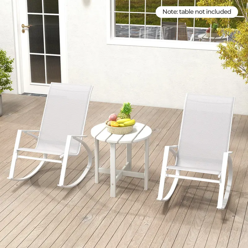 Grey Patio Rocking Chair Set – 2 Ergonomic Chairs With Safety Locks & Weather-Resistant Build 1