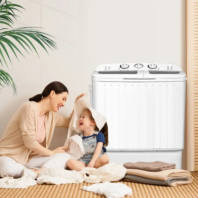 Grey Twin-Tub Washing Machine With 8Kg Combined Capacity And Mechanical Timer 1