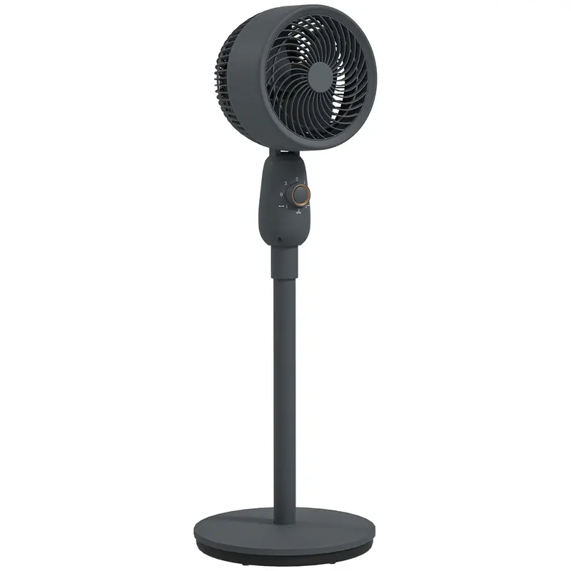 Homcom 12-Inch Adjustable Pedestal Fan – 3-Speed Oscillating Floor Fan For Living Spaces (Grey) 1