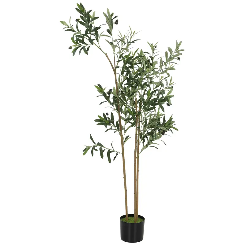 Homcom 148Cm Olive Silk Tree – Premium Artificial Greenery With 553 Detailed Leaves In Cement Planter 1