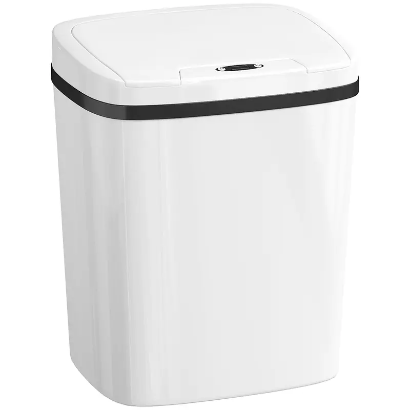 Homcom 15L Touchless Sensor Trash Can – Automatic Kitchen Bin For Home, Office, Bathroom & Bedroom (White) 1