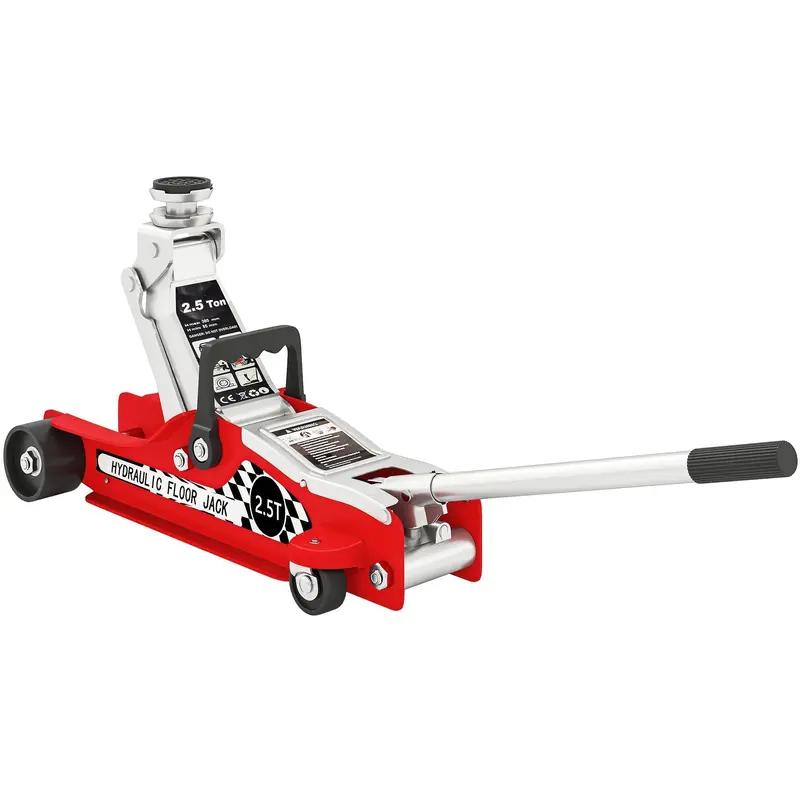 Homcom 2.5-Ton Hydraulic Low-Profile Floor Jack – Heavy-Duty Red Trolley Jack With 80–360 Mm Lift Range 1